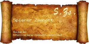 Spierer Zsanett névjegykártya